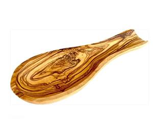 Cleminson - Repose-cuillère en bois d'olivier sculptée manuellement - 23 x 9 cm