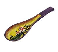 Cleminson Repose-cuillère espagnol peint à la main en céramique | Style ferme toscane ou Picasso | Support de cuisine pour spatules, cuillères, pinces, louches | Plat à sachets de thé (thème ferme