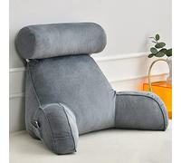 CLEMMO Oreiller De Lecture avec Accoudoirs,Coussin de Soutien Lombaire,Cale Nuque et Housse Détachables,Design Extra Large pour Adultes,Idéal pour Lire et Regarder