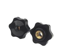 CLENEA Écrou à tête de Bouton Manuel en bakélite M4 M5 M6 M8 M10 M12, poignée de Serrage à Serrage Manuel, Filetage en Prune, écrou étoile mécanique(M6*38MM_Through Hole)