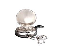Clenp Cendrier Cigarett-e, Mini Cendrier Cigarett-e à Poche Ronde avec Porte-clés Accessoire Fumeur Portable Argent