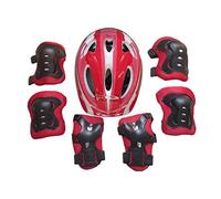 Clenp Protecteur De Patin à roulettes pour Enfants, Patins à roulettes pour Enfants, Casque De Sécurité pour Vélo, Genou, Coude, Protège-Poignets Rouge Taille Unique