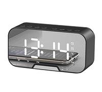 Clenp Réveil, Radio-réveil, Miroir Créatif, Affichage à LED, Horloge à LED Portable, Haut-Parleur Bluetooth sans Fil pour Chambre à Coucher Le Noir 13,9 cm x 4,5 cm x 6,8 cm