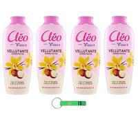 Cleo Bagnodoccia Lot de 4 gels douche aux fleurs de vanille et beurre de karité - Peau douce, lisse et veloutée - Nettoyant pour le corps 750 ml + porte-clés Beni Culinari