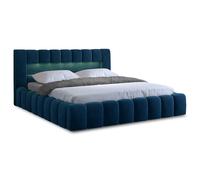 Lit coffre best mobilier 162 x 232 x 90 cm en velours sommier a lattes pour 2 personnes de couleur bleu Bleu canard G