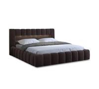 Cleo - lit coffre avec led - 160x200 cm - sommier inclus - en velours - Marron