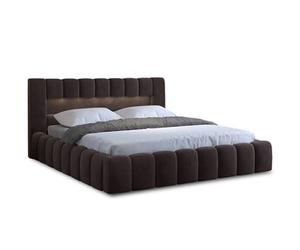 Cleo - lit coffre avec led - 160x200 cm - sommier inclus - en velours - Marron