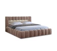 Cleo - lit coffre avec led - 160x200 cm - sommier inclus - en velours - Taupe