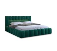 Cleo - lit coffre avec led - 160x200 cm - sommier inclus - en velours - Vert