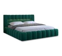 Cleo - lit coffre avec led - 160x200 cm - sommier inclus - en velours - Vert