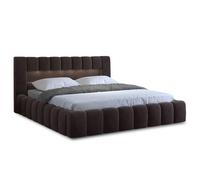 Cleo - lit coffre king size avec led - 180x200 cm - sommier inclus - en velours - Marron
