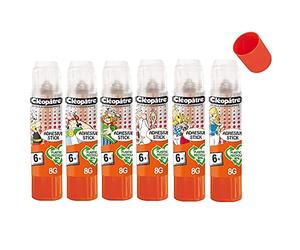 CLEOPATRE BL6BA8ADAST- Boîte de 6 bâtons de colle Transparente Adhésive Stick Asterix en 8 g