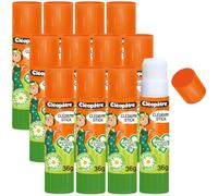 CLEOPATRE - Boîte de 12 bâtons de colle formulée à base d'amidon en 36 gr - Naturel Sans Solvant - Idéal pour Écoles, Papeterie, Bureau, Fournitures Scolaires