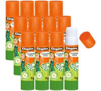 CLEOPATRE - Boîte de 12 bâtons de colle formulée à base d'amidon en 8 gr - Naturel Sans Solvant - Idéal pour Écoles, Papeterie, Bureau, Fournitures Scolaires