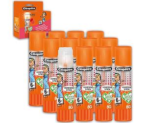 CLEOPATRE Boîte de 12 bâtons de colle TRANSPARENTE Adhésive plastique recy n format 8 gr