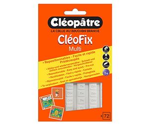 CLÉOPÂTRE - CléoFix - Pack de 72 Pastilles Adhésives Prédécoupées Repositionnables Blanches - Pâte A Fixer - Réutilisable - Rentrée Des Classes