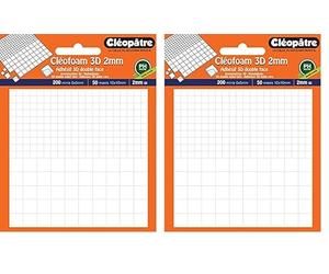 Cléopâtre - Cléofoam 3D carrés Mousse en 2mm d'épaisseur adhésifs Double Face (Lot de 2)