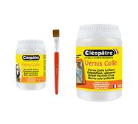 Cléopâtre Cléopâtre-LCC1-250+BP18-Vernis Colle GR avec sa Brosse Plate n°18, Transparent. & LCC1-250 - Vernis Colle brillant - Pot 250 g