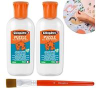 CLEOPATRE - Cléo'Puzzle - Colle Vernis Puzzle avec Embout Précis Transparent - Lot de 2 Flacons de 100g avec Brosse Plate n°18