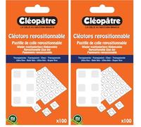 Cléopâtre - Cléotops 100 pastilles de colle transparentes repositionnables (Lot de 2)