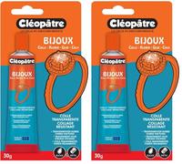CLEOPATRE - Colle bijoux transparente - Parfait pour coller et réparer les bijoux - Pour strass, verre, métal, plastique - 30gr (Lot de 2)