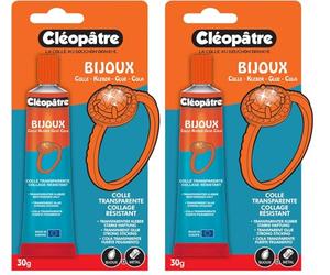 CLEOPATRE - Colle bijoux transparente - Parfait pour coller et réparer les bijoux - Pour strass, verre, métal, plastique - 30gr (Lot de 2)