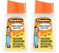 CLÉOPÂTRE - Flacon de Colle Blanche Vinylique Avec Bouchon Pinceau 80 g - Pinceau Intégré - Idéale Travaux Manuels et Loisirs Créatifs Dès 3 ans - Rentrée Des Classes - Fabrication Française