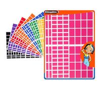 CLEOPATRE - Gommettes Autocollantes Rectangle - 8 couleurs - Paquet de 8 feuilles (768 stickers)