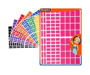 CLEOPATRE - Gommettes Autocollantes Rectangle - 8 couleurs - Paquet de 8 feuilles (768 stickers)