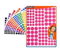 CLEOPATRE - Gommettes Autocollantes Rondes - 8 couleurs - Paquet de 24 feuilles (2592 stickers)