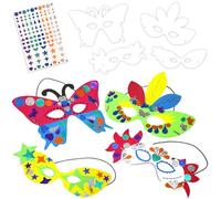 CLEOPATRE - Kit de 4 Masques à Décorer avec 115 Gommettes Brillantes Holographiques - Loisirs Créatifs pour Enfants - Idéal pour Carnaval, Fête, Anniversaire