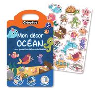 CLEOPATRE - Livre Gommettes Réutilisables Océan en Français - Activité Créative et Éducative Enfants dès 3 Ans - 20 Gommettes Lavables et Décor Pliable