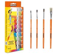 Cléopâtre- Lot de 10 Tubes Peintures Gouache 10 ml Blanc, Jaune Primaire, Magenta, Bleu Primaire, Noir, Orange, Rouge vif, Vert, Violet et Marron. + 4 Pinceaux
