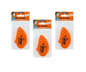 CLÉOPÂTRE Lot de 3 Rolls & Colle Roller de Colle Permanent 8 mm x 8 m