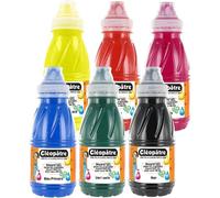 Cléopâtre Lot De 6 Flacons En 250 Ml Aquarel'gel , Jaune Primaire, Rouge Vif, Bleu Primaire, Vert Sapin, Noir, Sépia Terre De Sienne