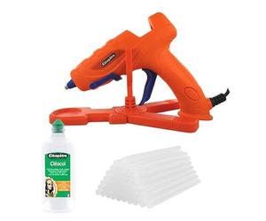 Cléopâtre LOTPOPC2-1 Pack collage - Mini pistolet à colle + 60 bâtons recharges + Cléocol 100g, Blanc, Flacon