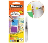 CLEOPATRE Ma Palette Aquarelle 8 Pastilles de Peinture et 1 Pinceau Réservoir d’Eau, Couleurs Assorties