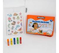 CLEOPATRE - Mes Premiers Jeux De Bain - Set de 5 Crayons de Bain, 20 gommettes résistantes et 1 Filet de Rangement avec ventouses - pour créer, Imaginer, s’Amuser et Jouer !