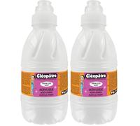 Cléopâtre - PAM1-1 - Peinture Acrylique Princess Merit - Blanc - Flacon 500 ml 7,5 x 7,5 x 19 cm (Lot de 2)