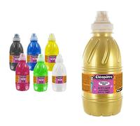 Cléopâtre PAM1X6 Lot de 6 Peintures Acryliques Princess Mérit, Couleurs Assorties, 500 ML, Set de 3000 Pièces Peinture Acrylique Princess Merit- couleur Or - Flacon 500ml