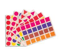 CLEOPATRE Sachet de 48 planches de gommettes : Ronds, Carrés, Triangles de 40mm 8 couleurs différentes.