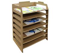 CLEOPATRE Séchoir Carton Résistant pour Faire Sécher Dessins et Peintures-Idéal pour la Classe, Kraft, 14 Étagères Solides