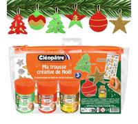 CLEOPATRE - Trousse Créative Noël avec 8 Suspensions en Carton à Décorer, 3 Pots de Gel Pailleté, Planche de Gommettes - Kit Loisirs Créatifs Noël Enfants