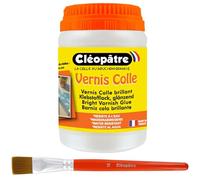 CLEOPATRE - Vernis Colle Transparent Brillant 250g avec Pinceau Brosse Plate - Tous Supports - Loisirs Créatifs - Fabrication Française