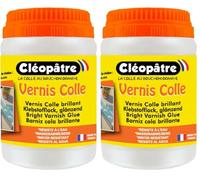 CLEOPATRE - Vernis Colle Transparent Brillant 250g - Séchage Rapide, Tous Supports - Loisirs Créatifs, Diamond Painting, Serviettage - Fabrication Française (Lot de 2)