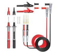 Cleqee Kit de cordons de test pour multimètre, rallonges fiche banane 4 mm avec pinces crocodile, 8 sondes de test, sondes de test, jeu d'embouts de mesure (16 pièces).