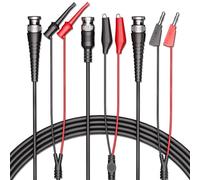 Cleqee Kit de fils de test BNC pour oscilloscope, pinces crocodiles BNC vers pinces crocodile, pinces à crochet, double fiche banane empilable