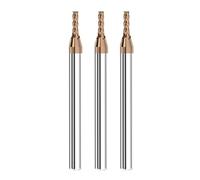Cleqee Lot de 3 fraises à queue en carbure de tungstène, fraise carrée de 2 mm, revêtement AlTiN, 4 lames de foret hélicoïdal CNC en carbure cémenté - Longueur de la lame : 5 mm - Longueur totale : 50