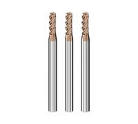 Cleqee Lot de 3 fraises à queue en carbure de tungstène, fraise carrée de 3 mm, revêtement AlTiN, 4 lames de foret hélicoïdal CNC en carbure cémenté - Longueur de la lame : 8 mm - Longueur totale : 50