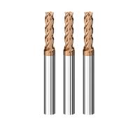 Cleqee Lot de 3 fraises à queue en carbure de tungstène - Fraise carrée de 5 mm - Revêtement AlTiN - 4 lames - Foret hélicoïdal CNC - Longueur de la lame : 13 mm - Longueur totale : 50 mm - Diamètre